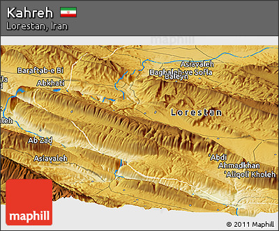 Physical Panoramic Map of Kahreh