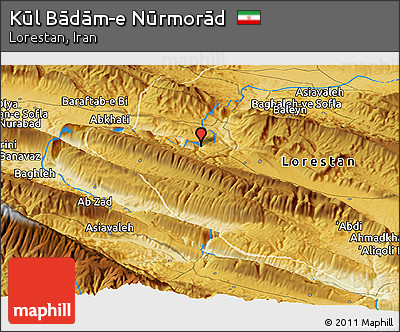 Physical Panoramic Map of Kūl Bādām-e Nūrmorād