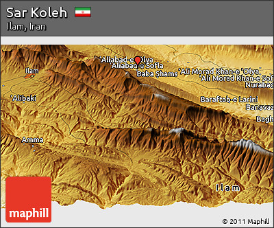 Physical Panoramic Map of Sar Koleh