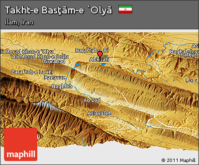 Physical Panoramic Map of Takht-e Basţām-e `Olyā