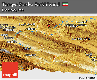 Physical Panoramic Map of Tang-e Zard-e Farkhīvand