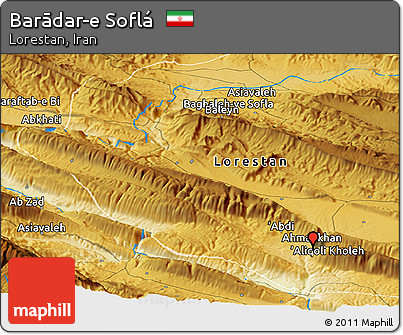 Physical Panoramic Map of Barādar-e Soflá