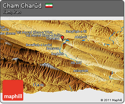 Physical Panoramic Map of Cham Charūd