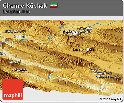 Physical Panoramic Map of Cham-e Kūchak