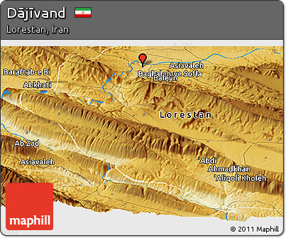 Physical Panoramic Map of Dājīvand