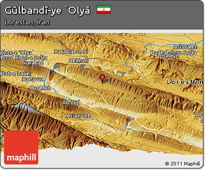 Physical Panoramic Map of Gūlbandī-ye `Olyā
