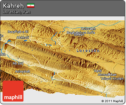 Physical Panoramic Map of Kahreh