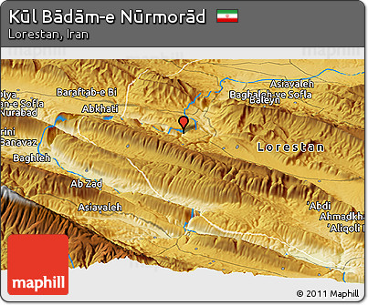 Physical Panoramic Map of Kūl Bādām-e Nūrmorād