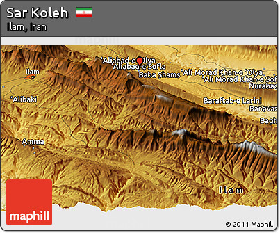 Physical Panoramic Map of Sar Koleh