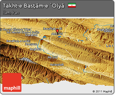 Physical Panoramic Map of Takht-e Basţām-e `Olyā