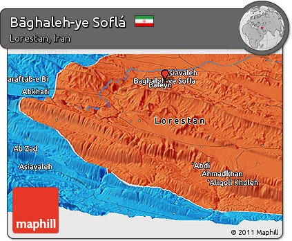 Political Panoramic Map of Bāghaleh-ye Soflá