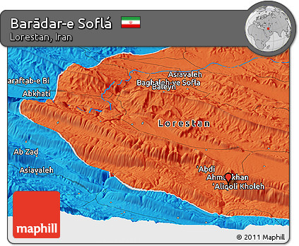 Political Panoramic Map of Barādar-e Soflá
