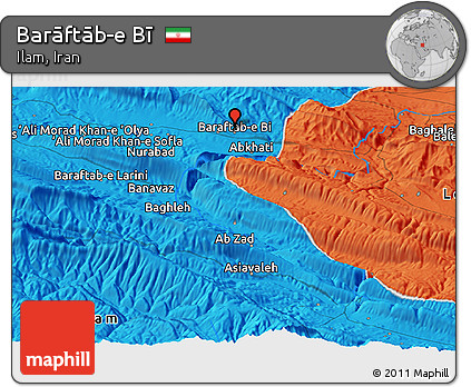 Political Panoramic Map of Barāftāb-e Bī