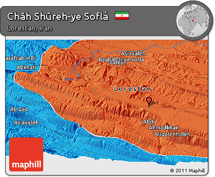 Political Panoramic Map of Chāh Shūreh-ye Soflá
