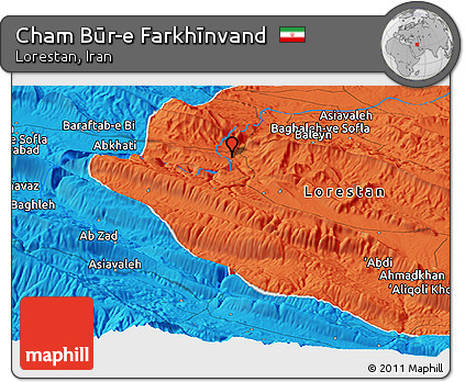 Political Panoramic Map of Cham Būr-e Farkhīnvand