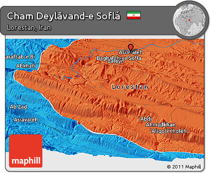 Political Panoramic Map of Cham Deylāvand-e Soflá