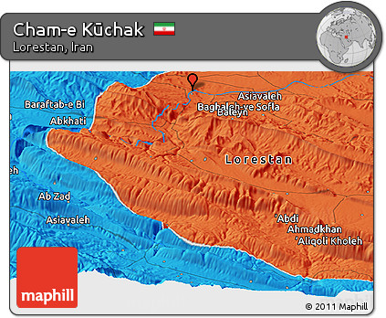 Political Panoramic Map of Cham-e Kūchak
