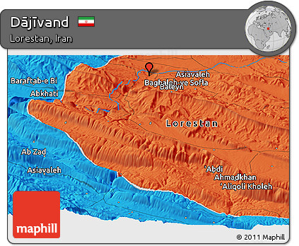 Political Panoramic Map of Dājīvand