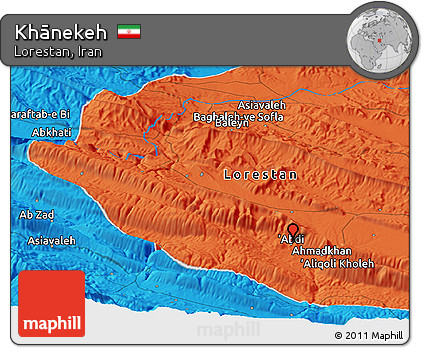 Political Panoramic Map of Khānekeh