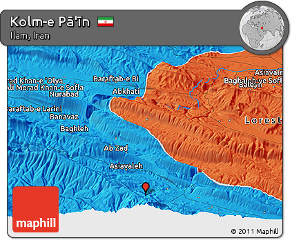 Political Panoramic Map of Kolm-e Pā'īn