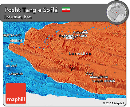 Political Panoramic Map of Posht Tang-e Soflá