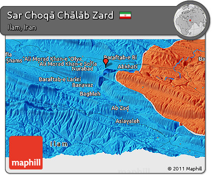 Political Panoramic Map of Sar Choqā Chālāb Zard