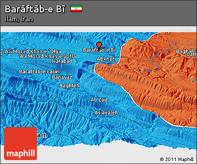 Political Panoramic Map of Barāftāb-e Bī