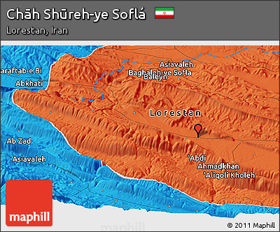 Political Panoramic Map of Chāh Shūreh-ye Soflá
