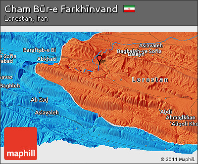 Political Panoramic Map of Cham Būr-e Farkhīnvand
