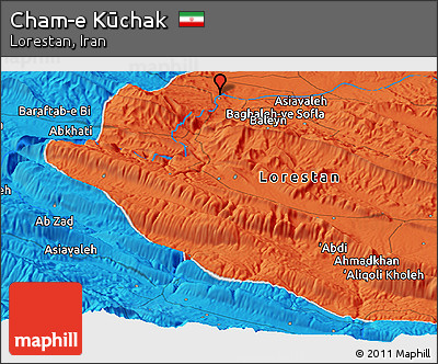 Political Panoramic Map of Cham-e Kūchak