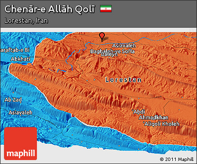 Political Panoramic Map of Chenār-e Allāh Qolī