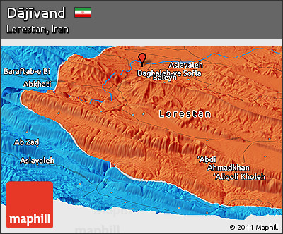 Political Panoramic Map of Dājīvand