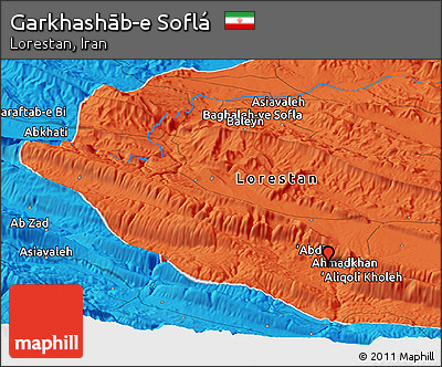 Political Panoramic Map of Garkhashāb-e Soflá
