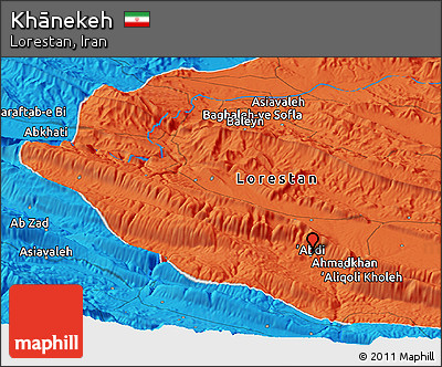 Political Panoramic Map of Khānekeh