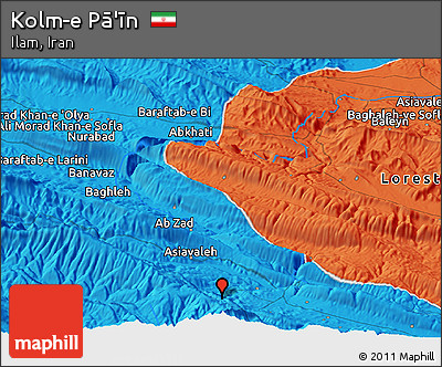 Political Panoramic Map of Kolm-e Pā'īn