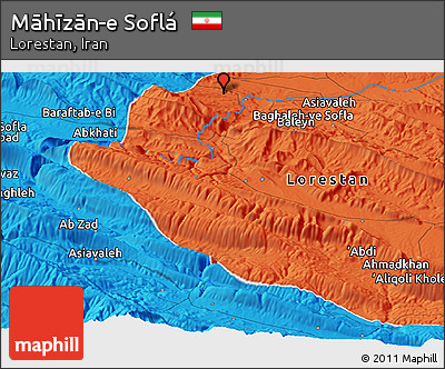 Political Panoramic Map of Māhīzān-e Soflá