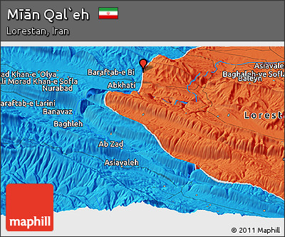 Political Panoramic Map of Mīān Qal`eh