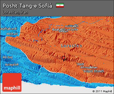 Political Panoramic Map of Posht Tang-e Soflá