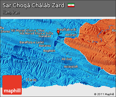 Political Panoramic Map of Sar Choqā Chālāb Zard