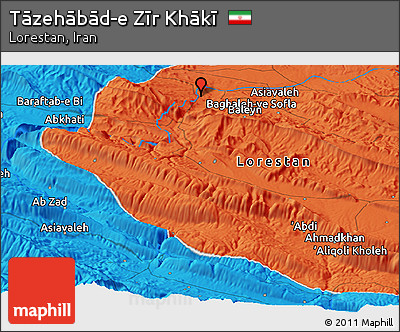 Political Panoramic Map of Tāzehābād-e Zīr Khākī