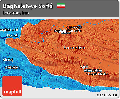 Political Panoramic Map of Bāghaleh-ye Soflá