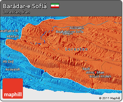 Political Panoramic Map of Barādar-e Soflá