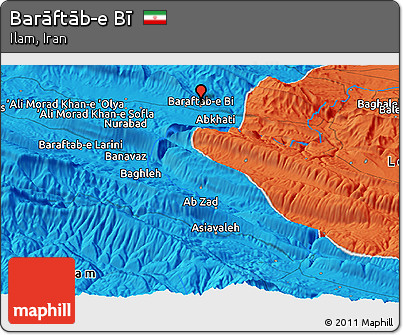 Political Panoramic Map of Barāftāb-e Bī