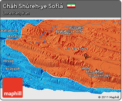 Political Panoramic Map of Chāh Shūreh-ye Soflá