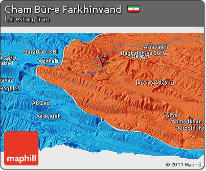 Political Panoramic Map of Cham Būr-e Farkhīnvand