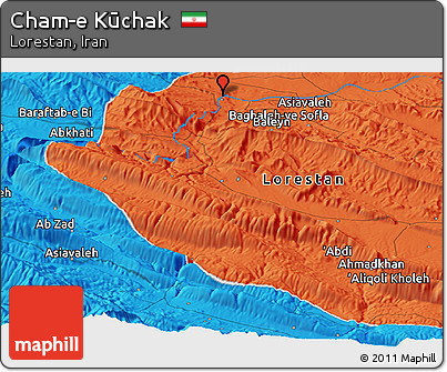 Political Panoramic Map of Cham-e Kūchak