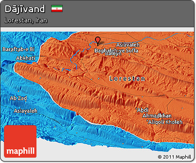 Political Panoramic Map of Dājīvand