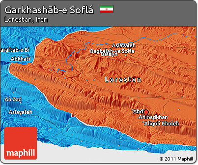 Political Panoramic Map of Garkhashāb-e Soflá
