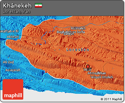 Political Panoramic Map of Khānekeh