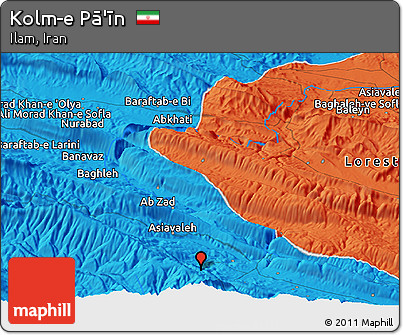 Political Panoramic Map of Kolm-e Pā'īn